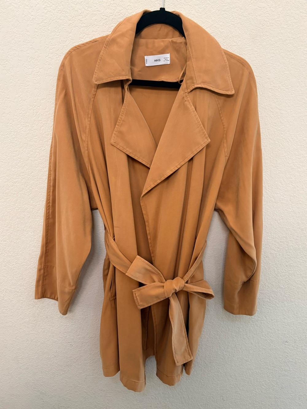 Mango Tan Belted Wrap Trench Coat